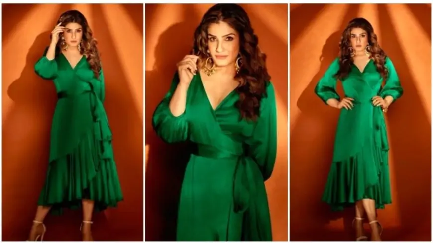 Raveena Tandon keeps it chic and trendy in midi ruffle asymmetrical dress