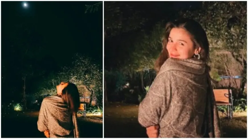 Alia Bhatt enjoys cold winter evening staring at the moon wrapped in a shawl