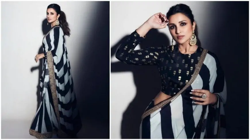 Parineeti Chopra leaves fans enchanted in black and ivory stripes Masaba Gupta saree