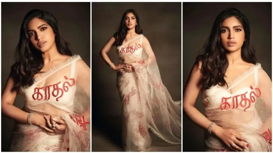 Bhumi Pednekar lets her saree do the talking and spread 'love' as she promotes Badhaai Do