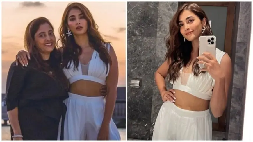 Pooja Hegde in all-white bralette top and flared pants celebrates mom's birthday in the Maldives: Pics here