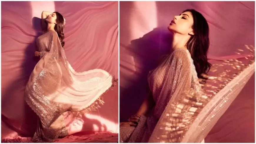 Mouni Roy is all about the poise and elegance in shimmery ivory saree for DID Li'l Masters Season 5