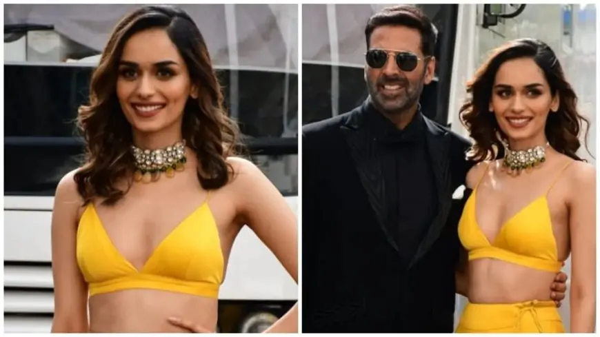 Prithviraj actor Manushi Chhillar stuns in bralette and lehenga with Akshay Kumar for promotions: Check out pics
