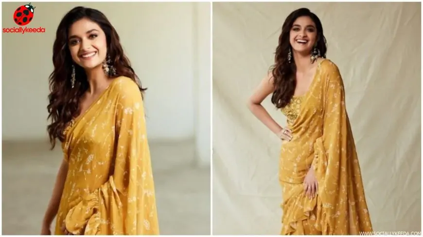 Keerthy Suresh narrates ‘shades of summer’ in a pastel yellow saree