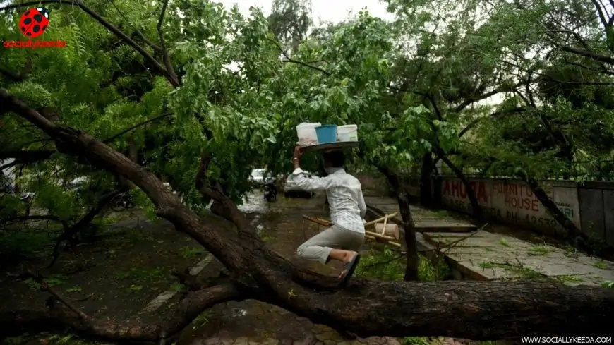 Thunder, hail and rain bring relief from heat but damage roads, property | In pics