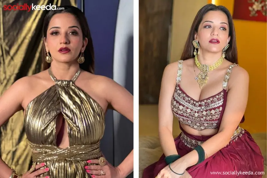 Bhojpuri Beauty Monalisa Looks Ravishing in Shimmery in Bo*ld Rustic Golden Gown, have a look at her latest photoshoot