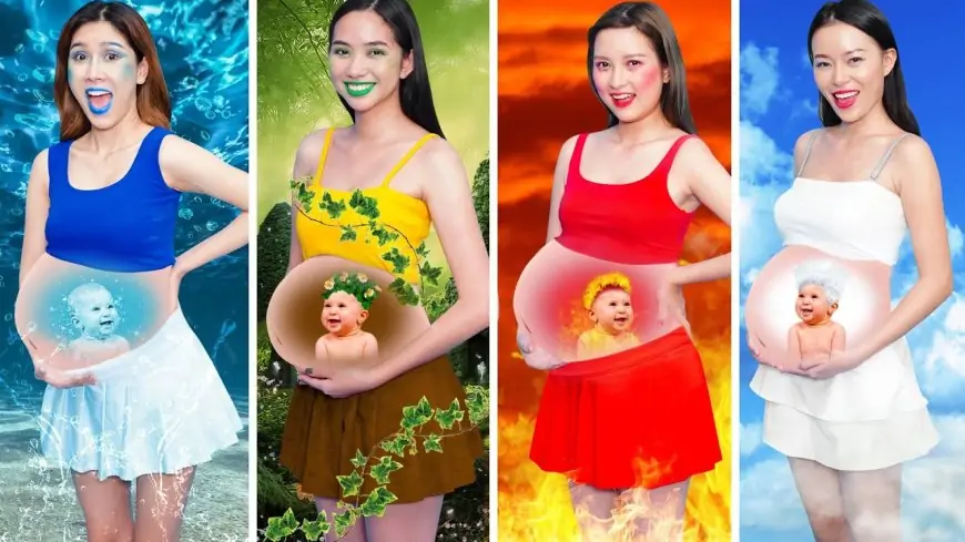 Fire Girl, Water Girl, Air Girl, Earth Girl are Pregnant | Funny Four Elements Pregnant By T-STUDIO