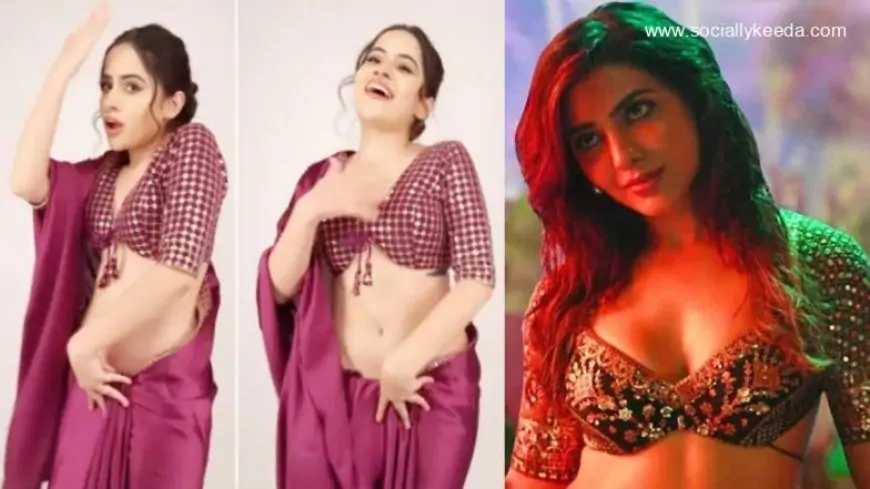 Urfi Javed Flaunts Her Sexy Moves in a Saree on Samantha Ruth Prabhu’s Oo Antava Song From Pushpa (Watch Video)