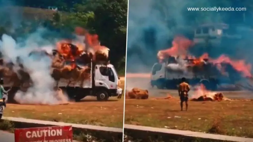 Kerala Man Drives Burning Lorry To Safety In Kodenchery (Watch Video)