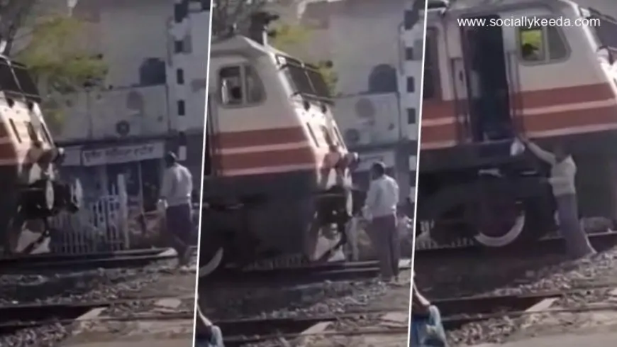 Hungry Train Driver Stops At Railway Crossing To Collect Kachoris in Rajasthan; Watch Viral Video