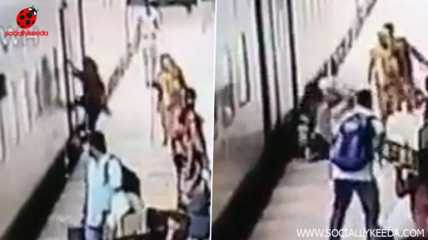 RPF Cop Saves a Woman From Falling Under Moving Train in Chhattisgarh; Watch Viral Video