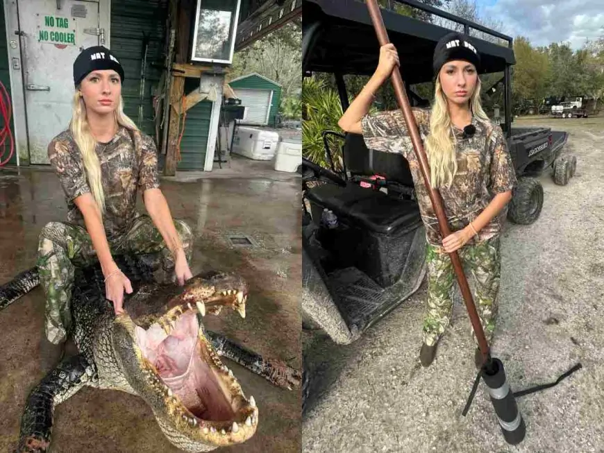 *WATCH* Video of Natalie Reynolds killing an alligator and boar goes viral on internet