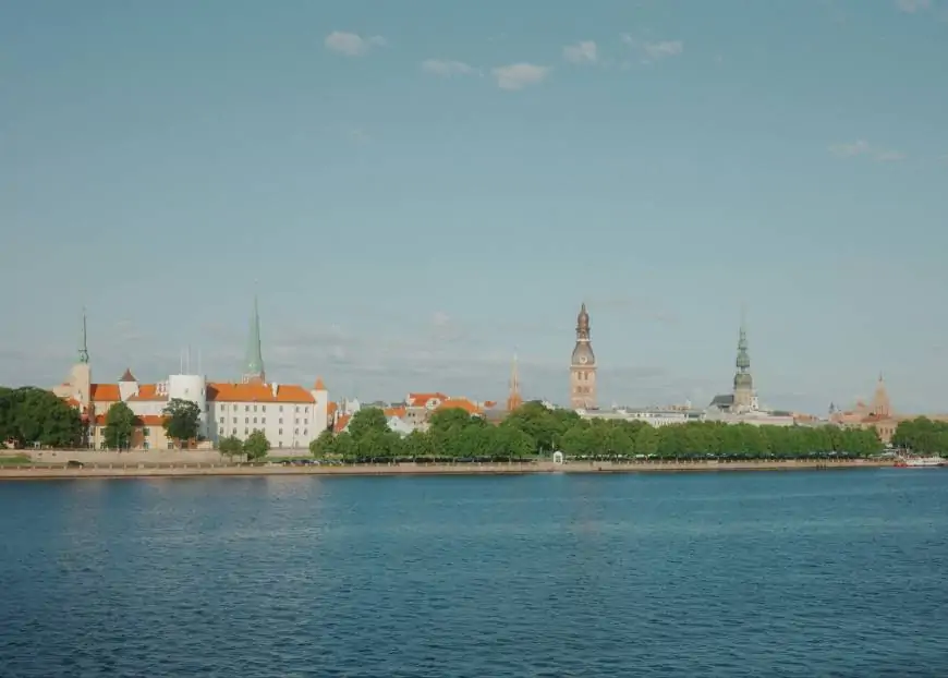 A scenery of the Riga city skyline.