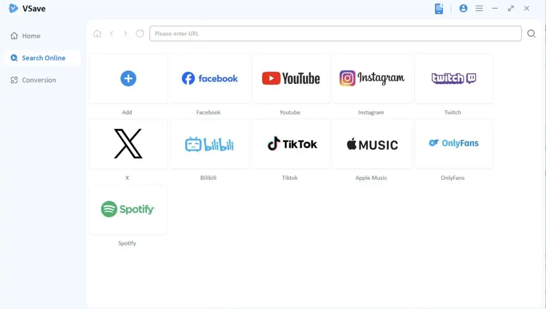 Vsave Video Downloader Search Online tab