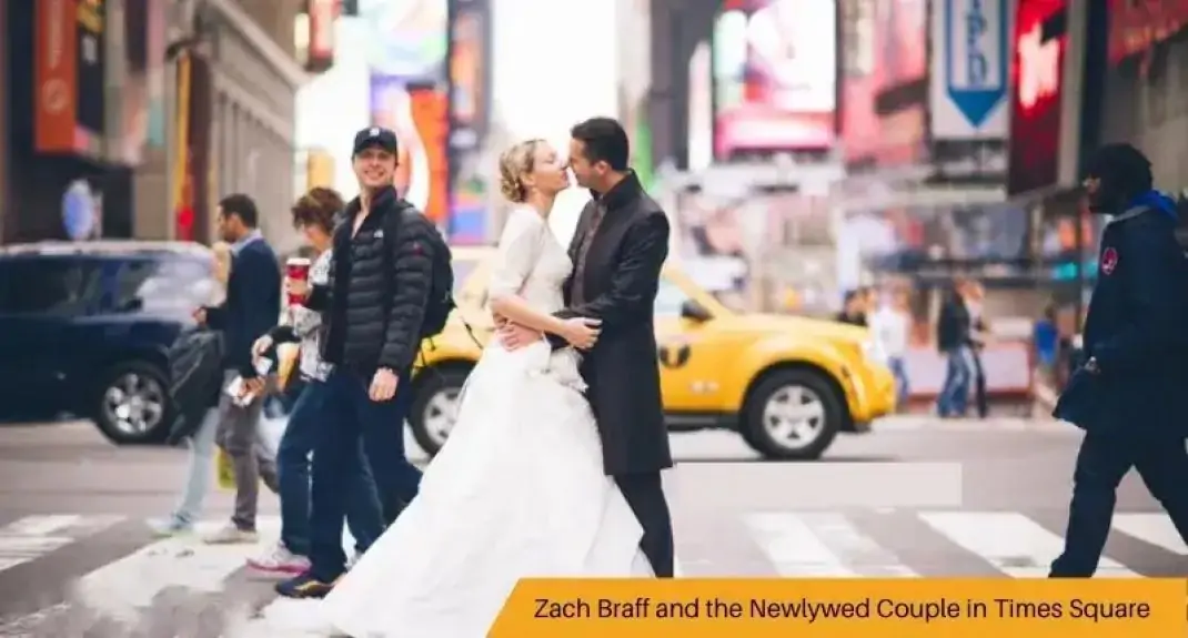 Zach Braff and the Newlywed Couple in Times Square