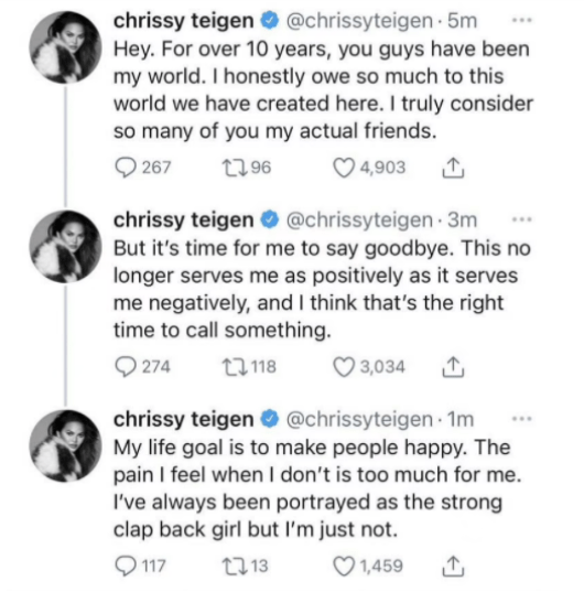 Chrissy Teigen Deletes Twitter Account