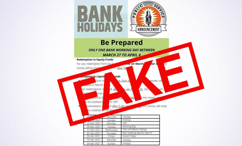 Bank Holidays To Affect Transactions Between March 27 to ...