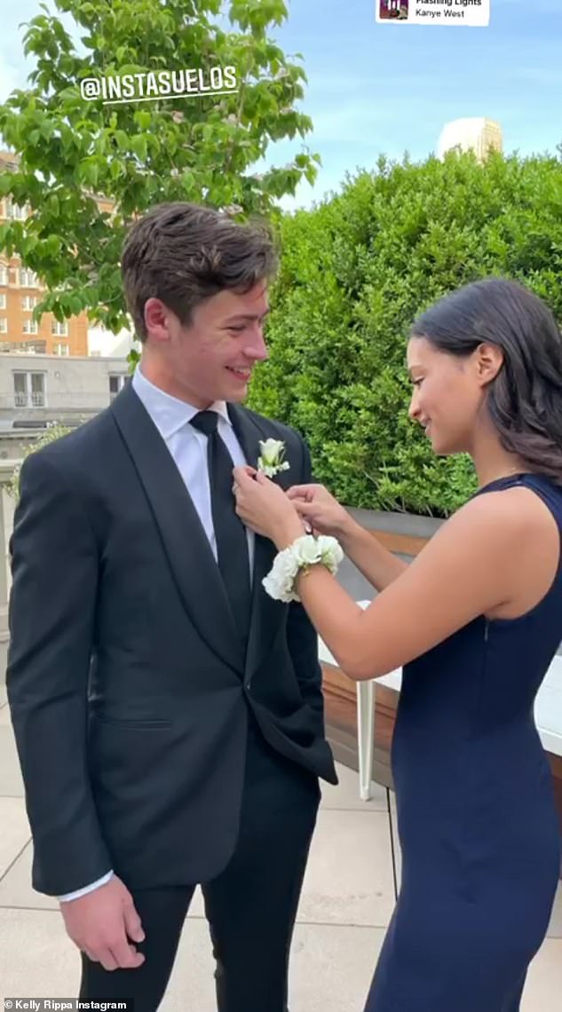 Traditions: Ripa also shared a photo of Joaquin receiving his boutonnière made up of beautiful white flowers