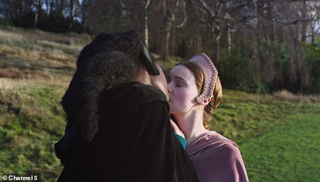 Kiss: During the first episode, Jodie as Anne shared a tender onscreen kiss with love rival Jane Seymour, played by Lola Petticrew