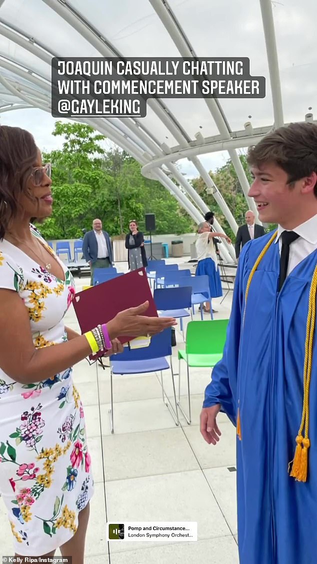 Inspiration: The Hope & Faith actress added a photo of the graduate talking to his high school's commencement speaker, Gayle King