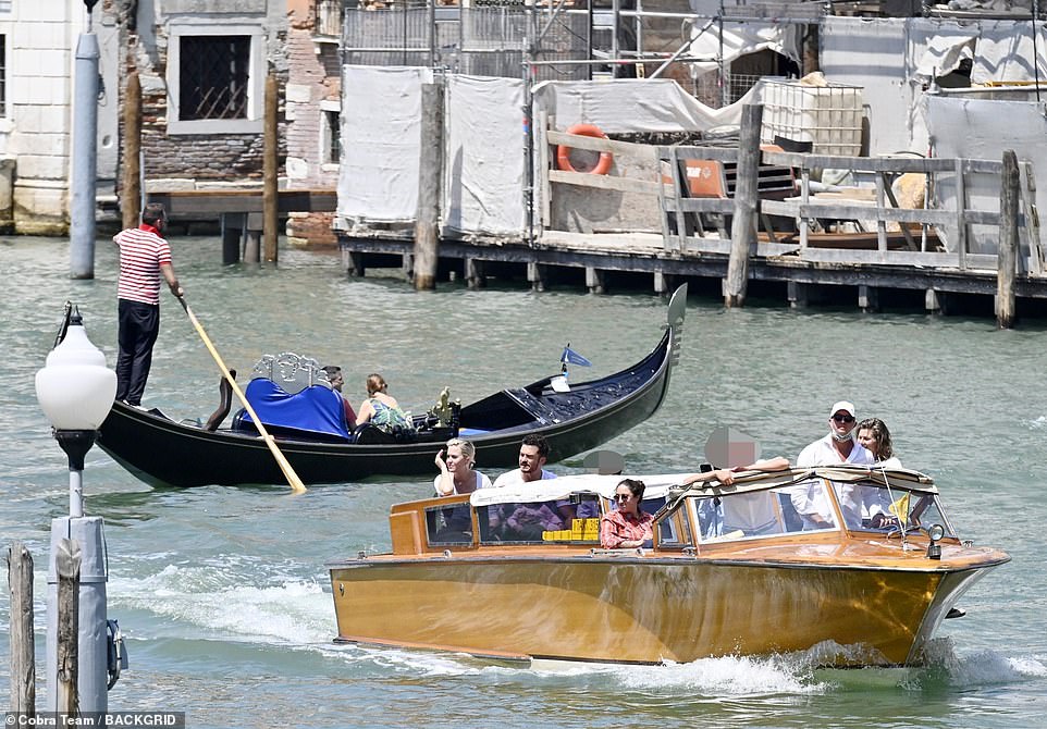 On the water: The celeb couple took in the sights of the stunning Italian location, currently enjoying temperatures of 29°