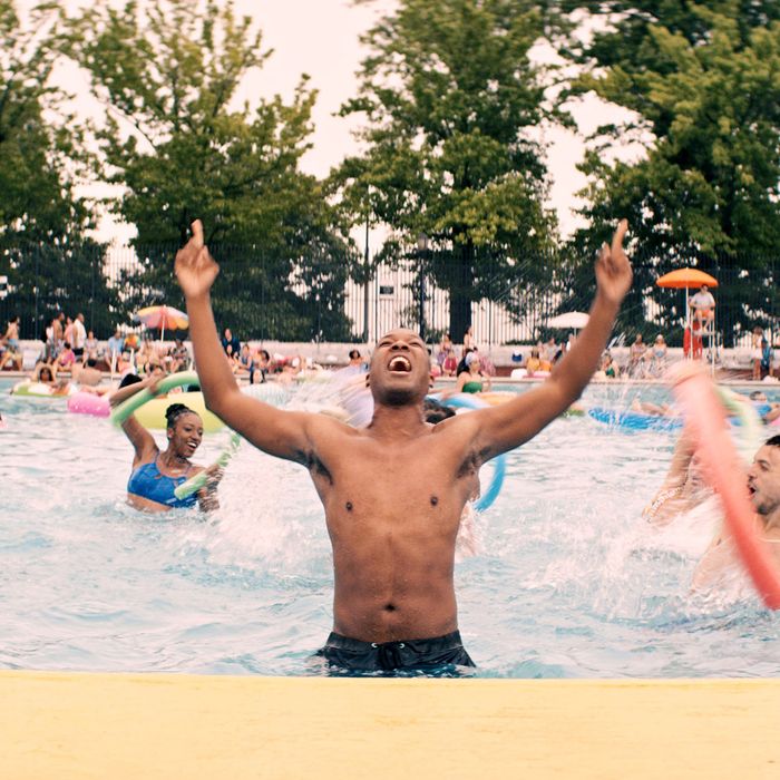 Corey Hawkins as Benny, dancing in Highbridge Pool.