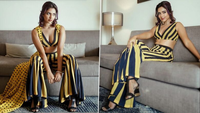 16 7 784x441 Amala Paul Looks Classy in a Yellow and Black Striped Co-ord Set for Ranjish Hi Sahi Promotions! (View Pics)